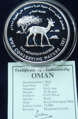 Silver oman rial 1997 wwf - oman,
